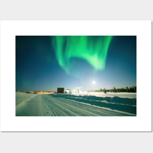 Moonlit Arctic Circle Aurora Borealis Posters and Art